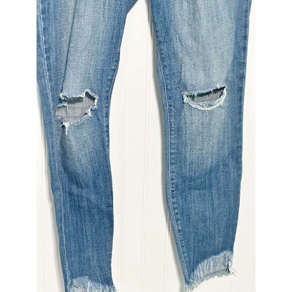 Pistola Audrey Womens Distressed Mid-Rise Cropped Jeans Blue Medium Wash Size 26 - Picture 5 of 13
